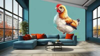 bird hen animal chicken farming rooster poultry beak nature cockerel feathers agriculture red rural domestic Wall mural