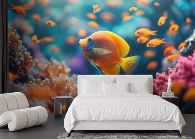 fish underwater aquarium ocean water sea nature tropic coral animal blue reef colorful marine Wall mural