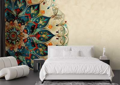 floral ornamental decorative pattern design flower art arabic background islam abstract wallpaper vintage Wall mural