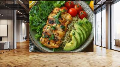 meal food grilled dinner healthy fresh lunch vegetable chicken plate diet dish salad fillet green eat delicious Wall mural