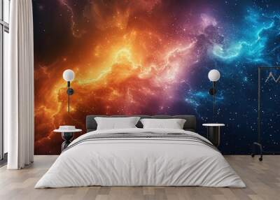 A colorful galaxy with orange and blue clouds Wall mural