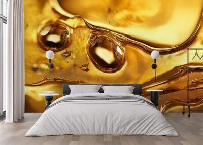 abstract golden liquid background macro shot Wall mural