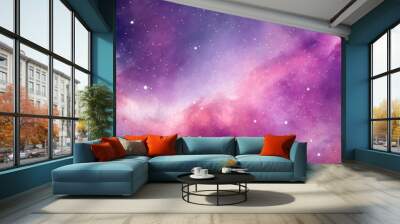 abstract pink purple outer space background galaxy stars fantastic sky Wall mural