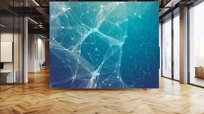 abstract plexus background with connected lines and dots wave flow plexus geometric effect big data with compounds lines plexus minimal array digital data visualization illustration Wall mural