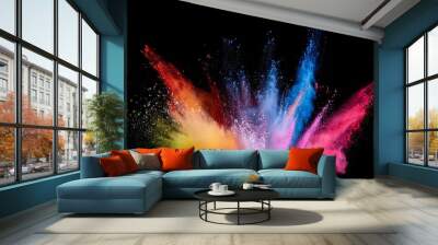 explosion splash of colorful powder with freeze isolated on background abstract splatter of colored dust powder Wall mural