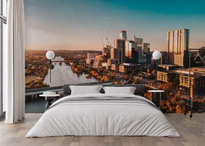 Skyline of Austin, Texas Lady Bird Lake Wall mural