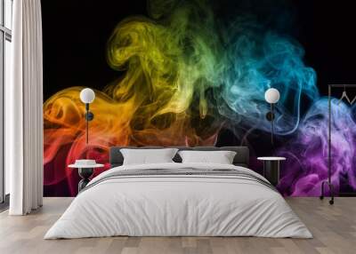 vibrant colorful smoke on black background wallpaper Wall mural