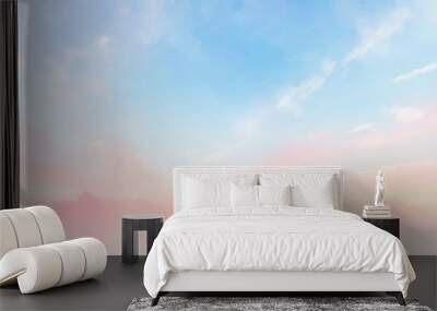 watercolor pastel pink with tranquil sky blue Wall mural