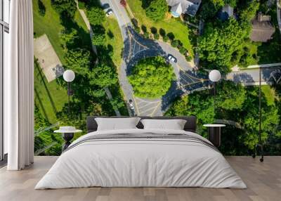 Bird's eye view of a green city streets Wall mural