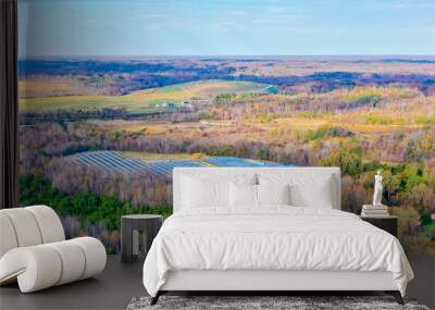 High angle view of a solar farm in the North Carolina countryside during fall Wall mural