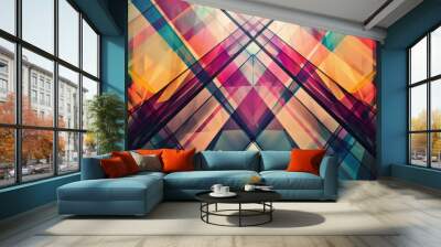 Abstract Geometric Pattern with Intersecting Lines and Vivid Colors. Wall mural