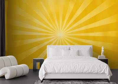 Abstract Yellow Sunburst Background Design with Vintage Texture. Wall mural