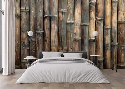 Textured finishing enhances bamboo wood texture background Wall mural