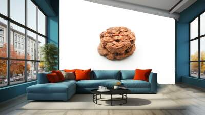 Chocolate Chip Cookies on white background. Chocolate Chip Biscuits.                   Wall mural