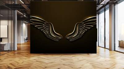 3d wings gold logo vector Wall mural