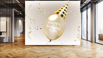 Happy birthday text vector banner design. Wall mural