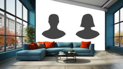 male and female profile picture, silhouette profile avatar Wall mural