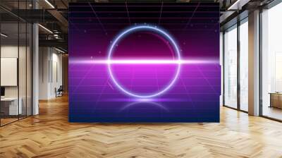 Neon color virtual reality space background Wall mural