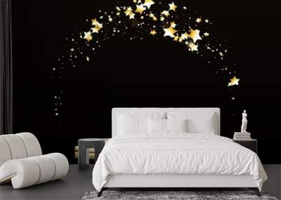 Stage podium with falling gold stars, the scene with the award ceremony on a dark background. Wall mural