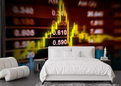 3D illustration stock price and chart movement Wall mural