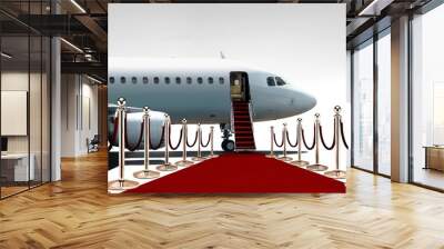 Private airplane boarding on red carpet Wall mural