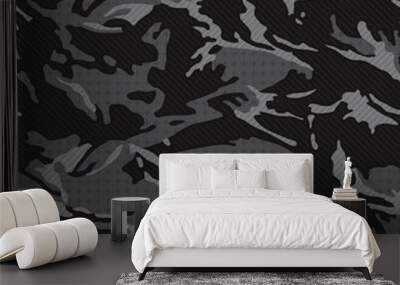 black midnight camouflage pattern seamless Wall mural