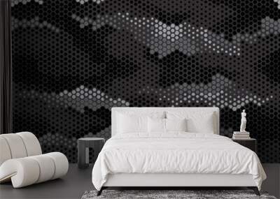 Digital geomteric hexagon camouflage stealth pattern Wall mural