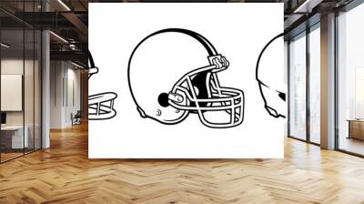 Football helmet evolution black and white set Wall mural