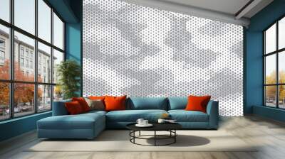 Octagon camouflage seamless pattern white grey Wall mural