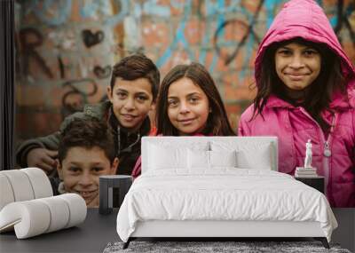 Group of happy Gypsy children Wall mural