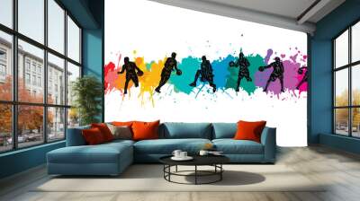 Basketball vector colorful illustration. Silhouettes of basketball players.	
 Wall mural