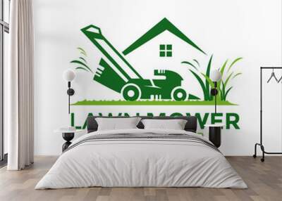 Lawn mower home service vector design template Wall mural