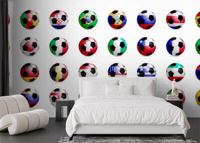 Soccer ball with the flag of the player's country. Ball icon set. Wall mural