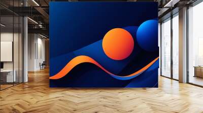 Minimal geometric background. Dynamic blue shapes composition with orange lines. Abstract background modern hipster futuristic graphic. Vector abstract background texture design, bright poster, banner Wall mural