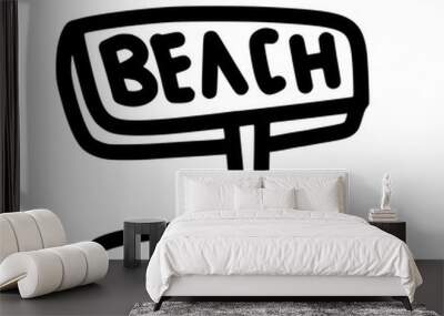 wooden beach signage direction icon hand drawn doodle outline vector template illustration collection for coloring book Wall mural