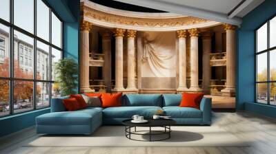 Marble columns stage for showcase Wall mural