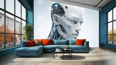 Portrait of a robot woman Wall mural