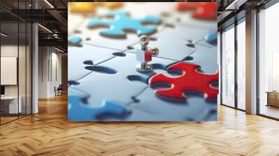 red and blue puzzle pieces Wall mural