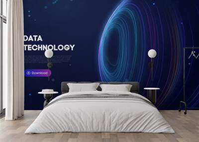 Big Data Technology vector illustration. Abstract blurred data business colored mesh. Wall mural