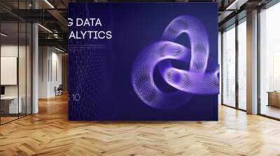 Big data visualization. Background 3d .Big data connection background. Cyber technology Ai tech wire network futuristic wireframe data visualisation. Vector illustration . Artificial intelligence . Wall mural