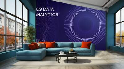 Big data visualization. Background 3d .Big data connection background. Cyber technology Ai tech wire network futuristic wireframe data visualisation. Vector illustration . Artificial intelligence . Wall mural