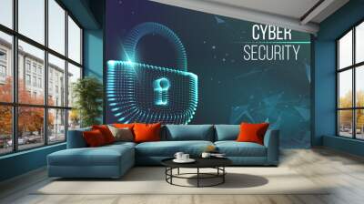 Coputer internet cyber security background. Cyber crime vector illustration. digital lock Wall mural