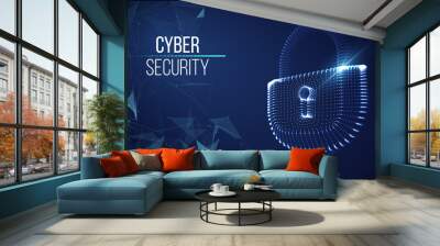 Coputer internet cyber security background. Cyber crime vector illustration. digital lock Wall mural