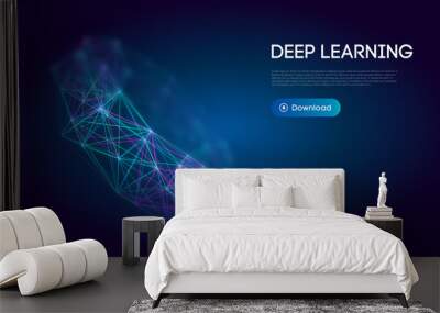 Deep learning science technology background. Network communication ai deep learning. Vector illustration. Wall mural