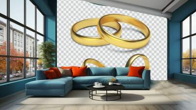 Golden rings isolated on white background Vector Illustration Wall mural