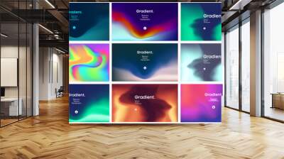 Smooth abstract colorful gradient backgrounds set. Vector collection of colorful blur background. Watercolor illustration element with mesh design of vibrant blend colors. Abstract fluid and colorful Wall mural