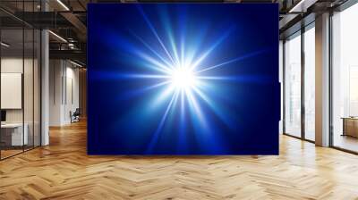 Blue light sunburst background. Wall mural