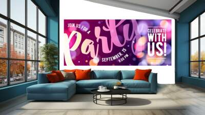 Party invitation card colorful design template. Wall mural