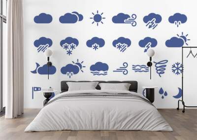 Weather icons. Simple flat style illustration. Wall mural