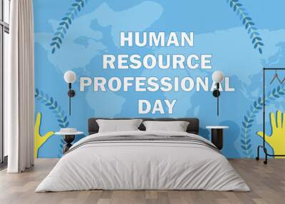 Human Resource Professional Day vector banner design with geometric shapes and vibrant colors on a horizontal background. Wall mural